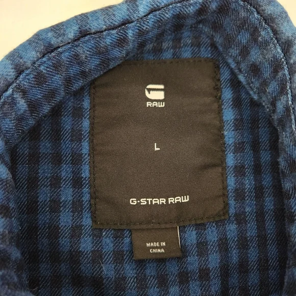 G-STAR RAW Landoh Blue Plaid Long-Sleeve Shirt L - Picture 8 of 16